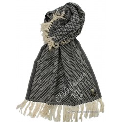 Scarf creamy, black diamonds, collection: Lana de Alpaca