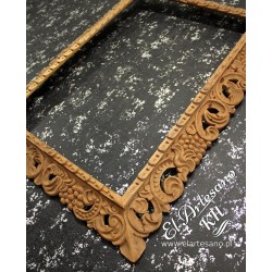 Picture frame, mirror, hand-carved, openwork, natural,...