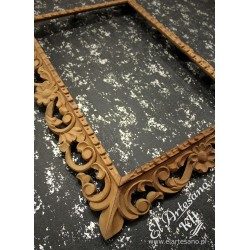 Picture frame, mirror, hand-carved, openwork, natural,...