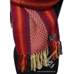 Chal, bufanda rojo cinturones, colección: Lana de Alpaca