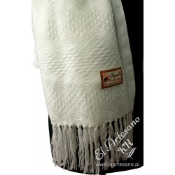 Chal, bufanda, blanco zigzag, colección: Lana de Alpaca