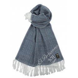 Chal, bufanda blanco y azul diamantes, colección: Lana de...